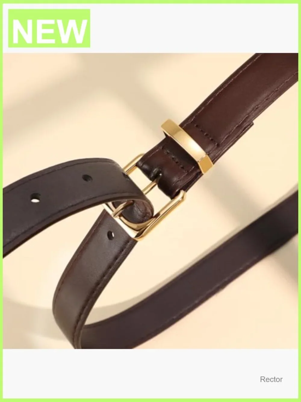 Faux Leather Skinny Belt with Gold Buckle for Jeans Dresses